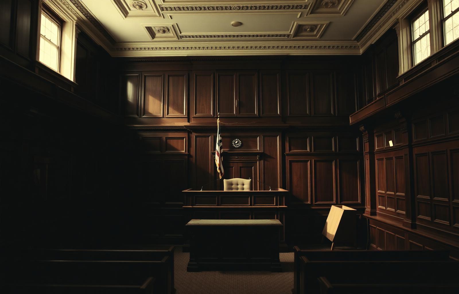 Empty historic American courtroom